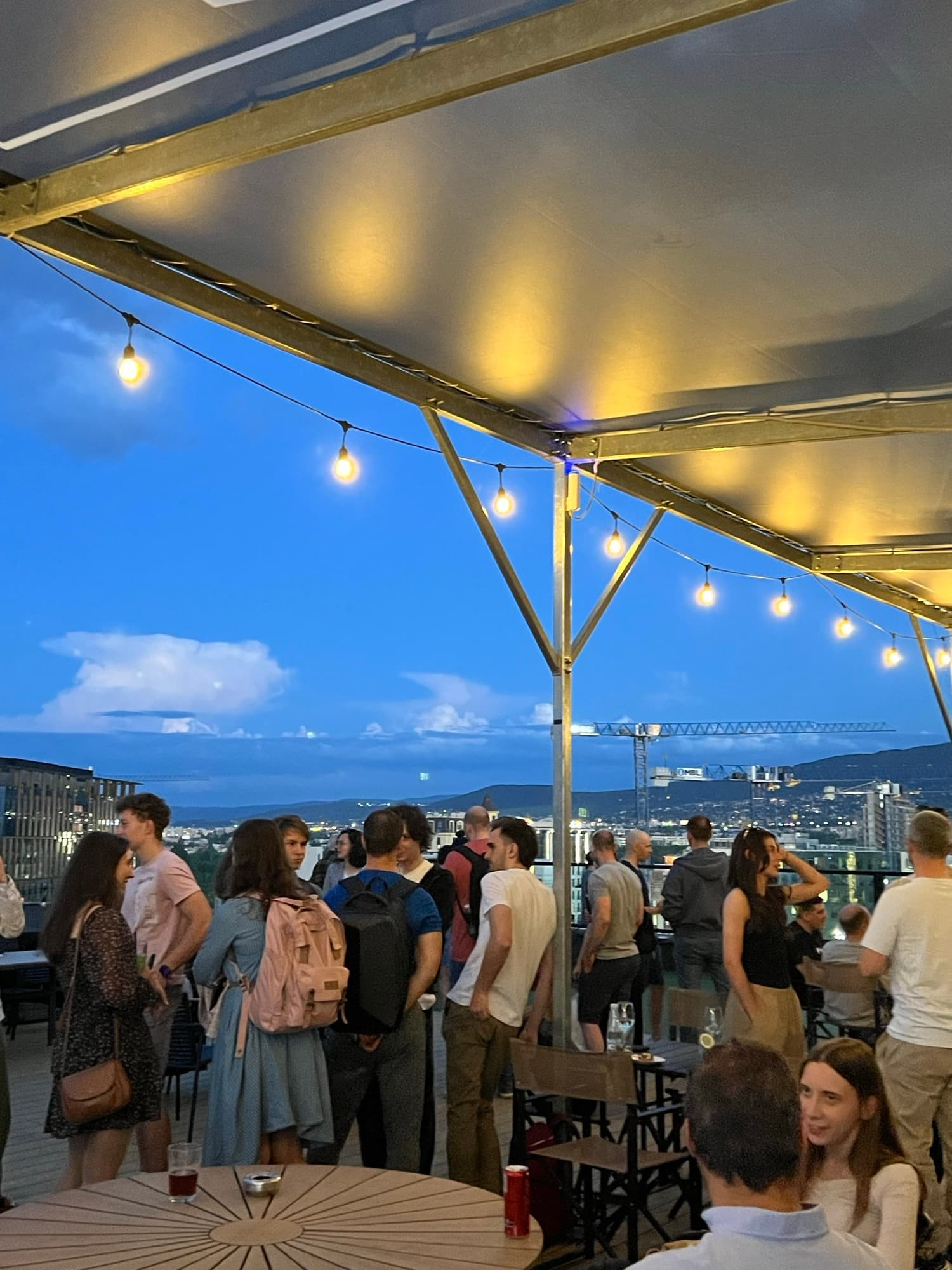 Blue hour on the Barter rooftop during a DSS and AIE.F night