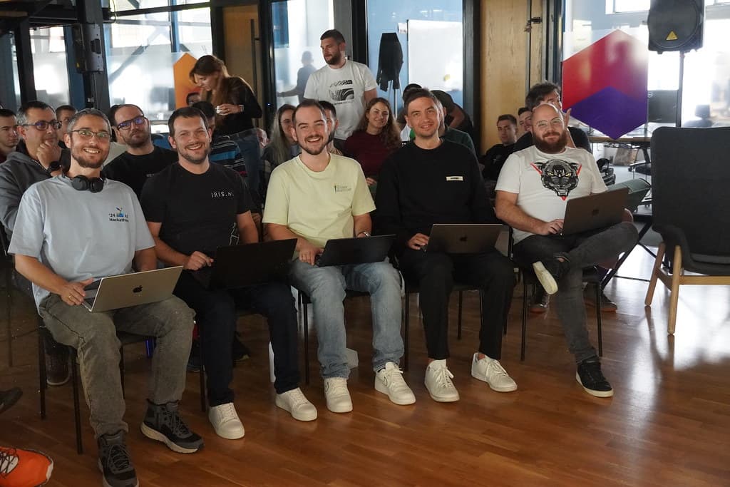 A team at their laptops during the hackathon